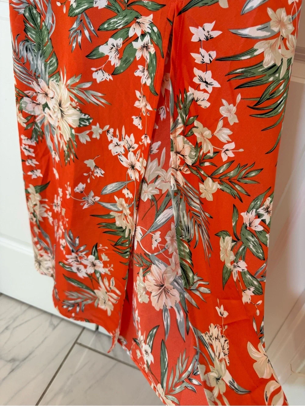 Floral Slip Maxi Dress - coral Floral